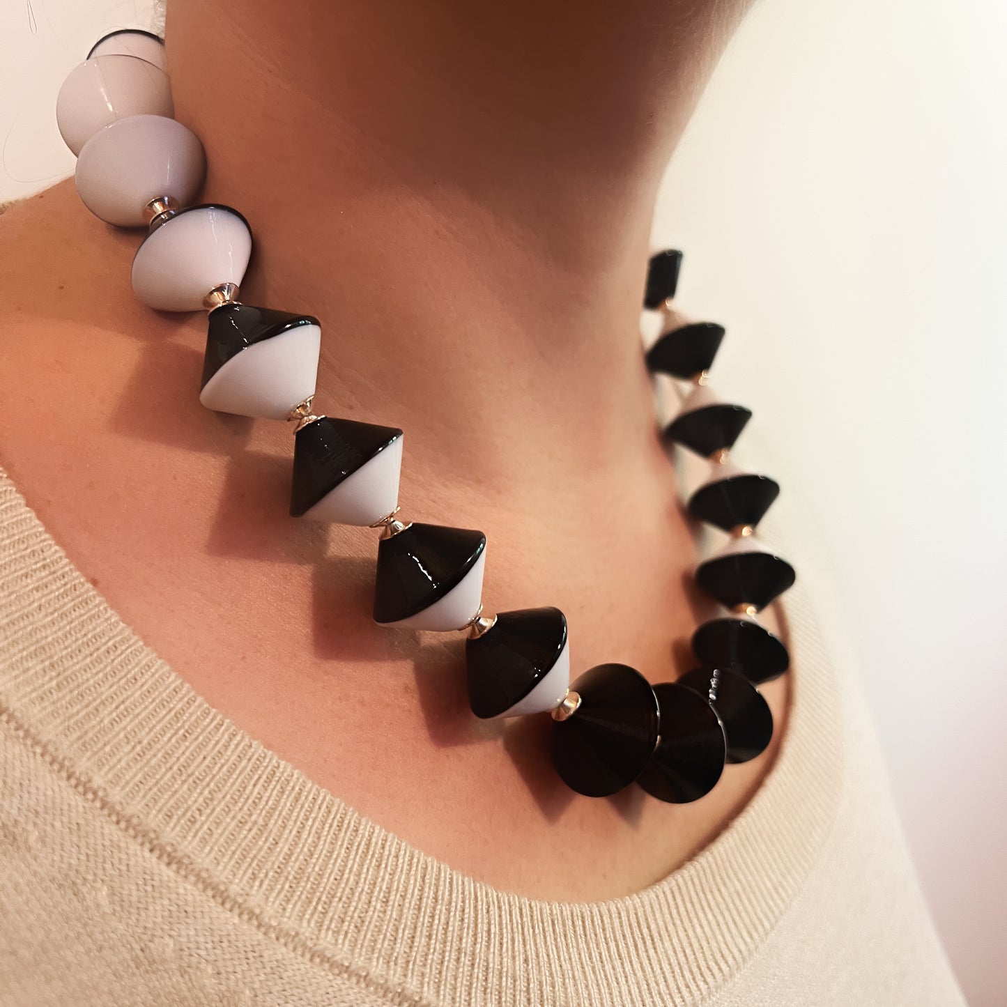 Black and White Bicone Necklace