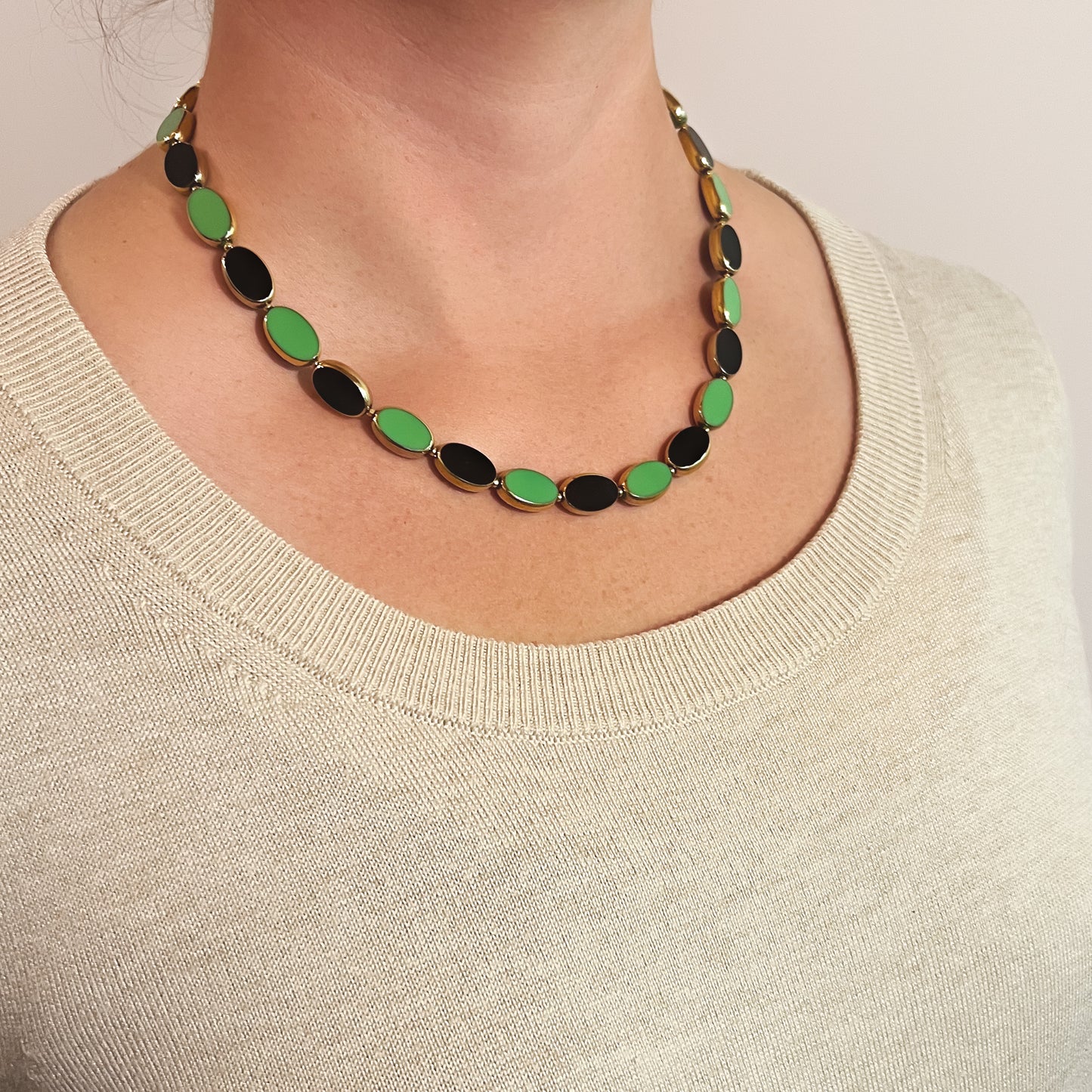 Green, Black and Gold Necklace