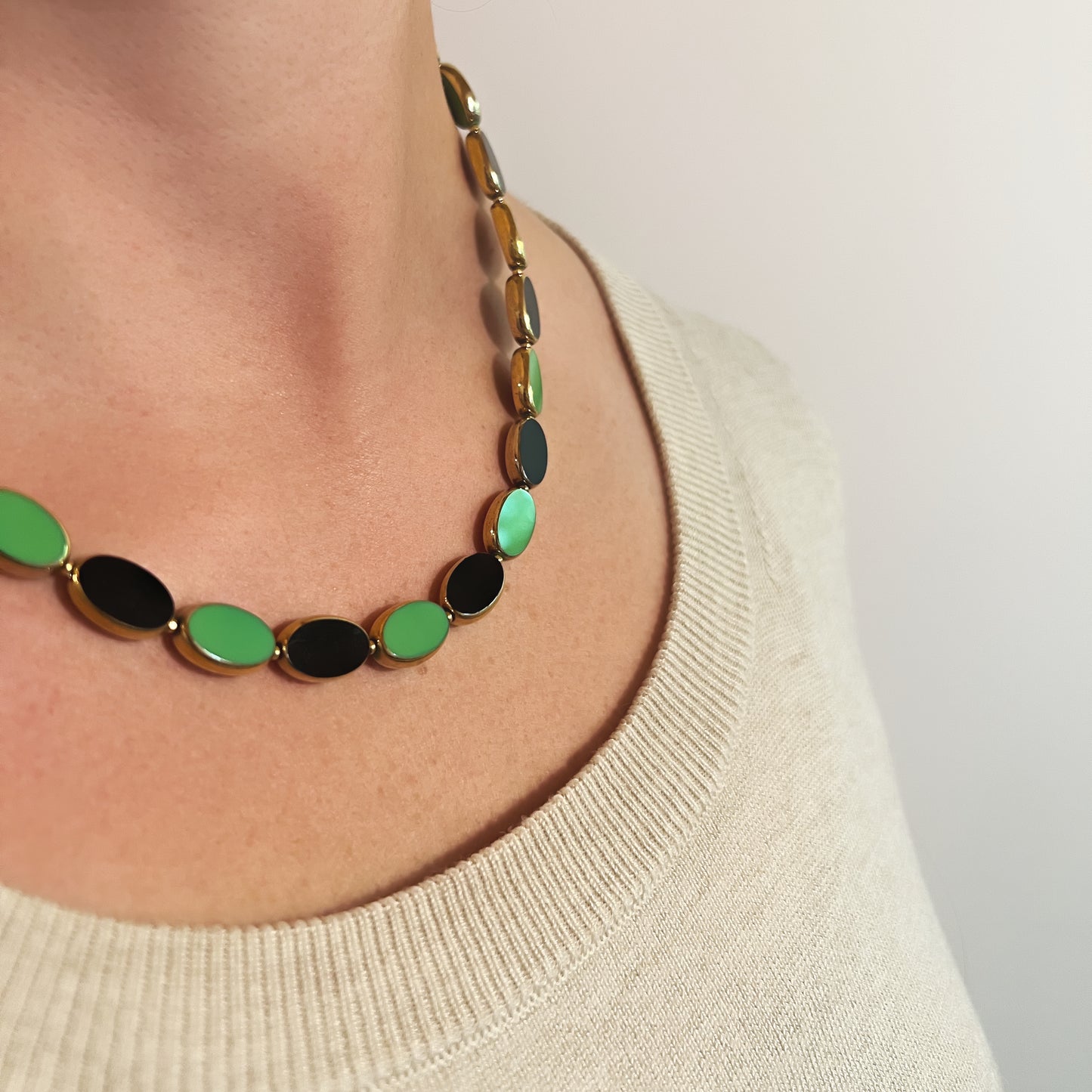 Green, Black and Gold Necklace